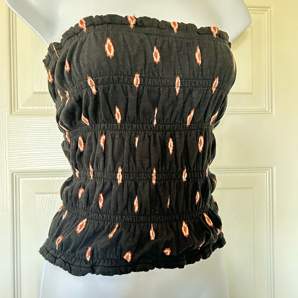 Anthropologie Tube Top, Black with Pattern, NWT, Size Medium.